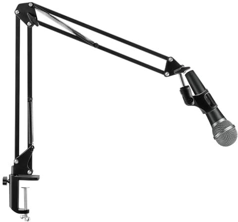 Trintion Mikrofonarm Boom Arm Universal Mic Ständer Mikrofon Arm Niedrig Profil Mic Arm Auf/Ab voll verstellbar Tischklemme Vielseitig Voll Einstellbar Ideal für Gaming Podcasting (A35)