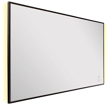 Könighaus LED Spiegel-Infrarotheizung 600 Watt - Bedienelement - 8-16 m² | Ambi-Light Beleuchtung, schwarzer Rahmen, 5 Jahre Garantie