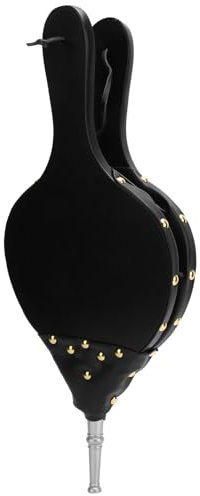 Dsacxixai Fireplace Bellows Large Fire Air Blower Manual Tools With Hanging Leather Strap Accessories Cast Nozzle Outdoor For Bbq Grill Picnic Camping Chimney (silver tube)