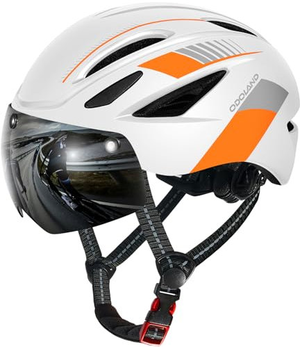 Odoland Fahrradhelm mit Magnetvisier für Erwachsene, Leichter Radhelm mit abnehmbarem Sonnenvisier Atmungsaktiv MTB Helm für Damen und Herren