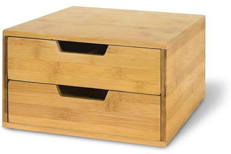 Portacapsule da Caffè in Bambù con 2 Cassetti – Organizer per Capsule e Cialde, Supporto per Macchina Caffè, Elegante e Pratico, Ideale per Cucina e Ufficio