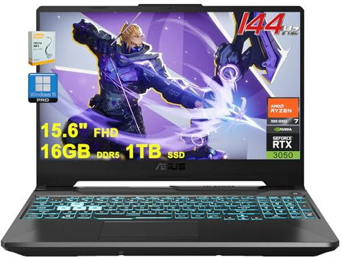 ASUS TUF Gaming A15 Laptop | 15.6 pulgadas FHD antirreflejos 144Hz | AMD 8-core Ryzen 7 7435HS (>i7-12700H) | 16GB DDR5 1TB SSD | GeForce RTX 3050 | USB-C de carga rápida retroiluminada Win11Pro con