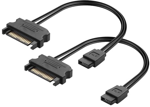 GINTOOYUN 2 cables de alimentación SATA 22awg cable de alimentación SATA de 15 pines para unidad óptica hembra giratoria pequeña 6 pines para computadora, fuente de alimentación de chasis(6,57 )