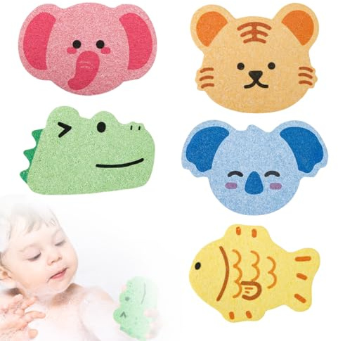 NHQZ 5 pcs éponge de toilette bébé éponges de bain bébé,éponge de bain éponge de douche enfant, éponge de douche enfant, éponge de bain douce Version dessin animé