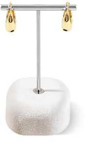 Dansmiy Robuster Samt-Präsentationsständer für Ringe, Ohrringe, Ohrstecker, Ringe, Aufbewahrungshalter für Juweliergeschäft, Einkaufszentrum, Retial-Arbeitsplatte, Karabiner (Hellbeige, Ohrringhalter)