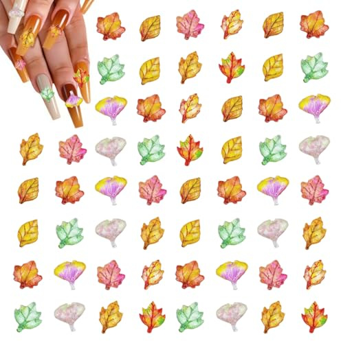 50 Pièces Érable Nail Charms Set, 3D Décoratives Pour Nail Art D'Ongles En RéSine 5 Styles Design D'Ongles Breloques Pour Ongles Décoration de Manucure et Création DIY Pour les Femmes Filles