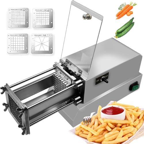 Electric French Fry Cutter Automatic Potato Slicer with 4 Blades for Commercial Kitchen Use