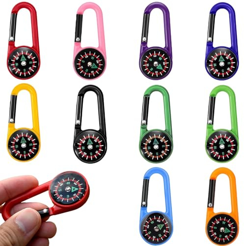 Kompass Kinder,10pcs Kompass Schlüsselanhänger,Mini Kompass,SchlüsselanhängerKompass, Bunte MiniKompass SchlüsselanhängerFür Kinder,KinderKompass, Für Camping, Outdoor,Wandern(10 Farben)