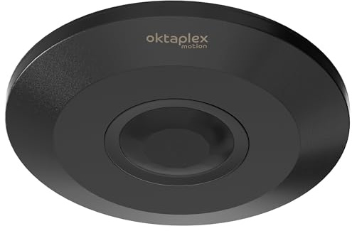 Oktaplex Ina Bewegungsmelder 360° PIR-Sensor | 6m Motion Sensor Aufputz schwarz 230V Deckenbewegungsmelder Innen LED geeignet