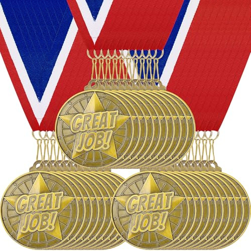 TESIN 30 Stück 5cm Gewinner Medaillen Gold mit Band – Metall Award Medaillen Bulk Preis Pokal Auszeichnung Geschenk für Kinder & Erwachsene, Schule, Turniere, Wettbewerbe, Partys