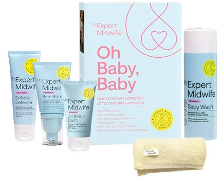 My Expert Midwife Baby's First Skincare Gift Set | Naturally Derived & Fragrance Free, Dematologist-tested, Formulated to Soothe, Hydrate & Protect Newborn Skin, UK Made