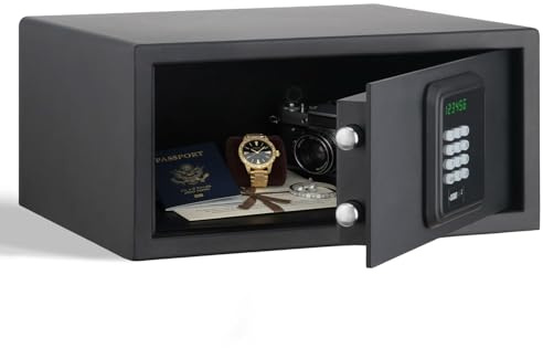 Hotel Safe 1.1 Cubic Feet Home Safe with Digital Keypad,Hotel & Home Dual-Use Safe with Audit Function,Administrator Password,Security Lock Box for Laptop,Jewelry,Watch (Black,Digital Code)