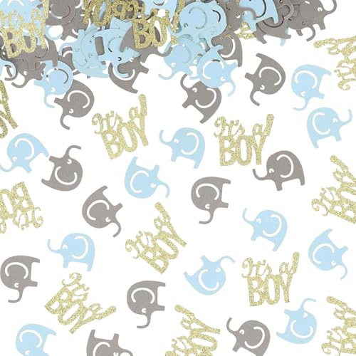 Ovanda 100 Stück Its a Boy Konfetti Babyparty Deko Junge, Elefant Confetti | Reveal Party Deko, Babyshowerparty Deko Junge, It's a Boy Konfetti, Streudeko Taufe, Konfettis Blau für Deko Babyparty