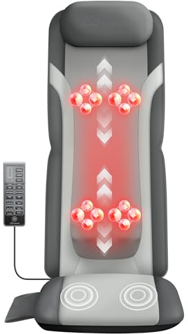 Snailax Gifts for Men Women Chair Back Massager for Full Back Pain Relief Deep Tissue, Vibration Heated Seat Cushion Long Track Dual 3D Shiatsu Rollers, 3 Height Settings Foldable Massage Chair Pad
