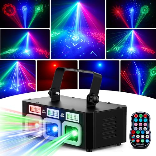 DJ Disco Light Party Light, RGBW Disco Lights with DMX512, Sound Activated Stage Lighting Projector with Remote Control, Professional DJ Lighting for Club Bar Wedding Birthday Party