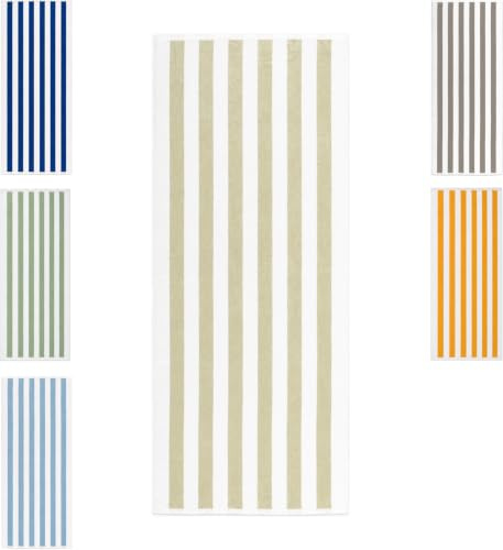 jilda-tex Strandtuch 75 x 180 cm – 100% Baumwolle, 430 GSM, Oeko-TEX Zertifiziert, extra saugstark & schnelltrocknend, mit Aufhängeschlaufe (weiß/beige)
