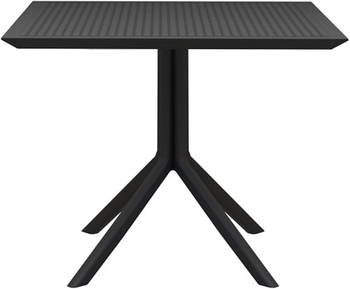 CLP Tisch Sky 80 x 80 cm I Gartentisch wetterfest und UV-beständig I Eckiger Balkontisch aus langlebigem Polypropylen, Farbe:schwarz