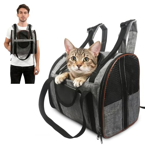 PETCUTE Hundetasche für Kleine Hunde Katzen Hundetragetasche Leicht Tragetasche Hund Katzenbox Flugzeug Handgepäck Braun