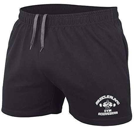 Herren Bodybuilding Fitnessstudio Trainieren Kurze Hose Frottee-Baumwolle 5 MA schwarz M