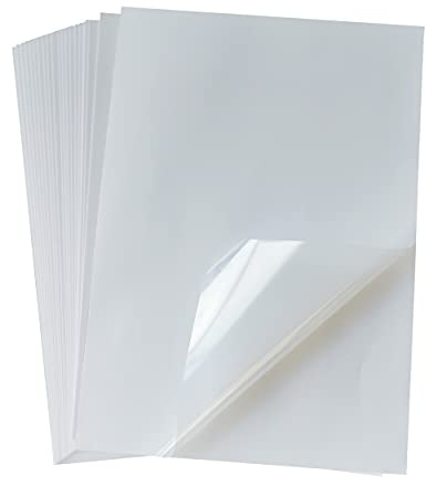 Lot de 25 feuilles de papier autocollant en vinyle translucent imprimable format A4 (21 x 29,7 cm) Semi-Transparent étanche pour imprimante à jet d'encre/laser