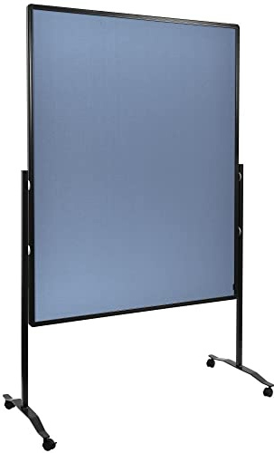 Legamaster Premium Plus Moderationswand - blau-grau - 150x120 cm - doppelseitig, mit Filz bezogenes Pinboard - einsetzbar als Trennwand - inkl. 4 feststellbaren Rollen und einklickbaren Papierhaken | Tafelformat 1200 x 1500 mm, Filz, blaugrau, fest