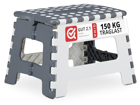 Relaxdays Klapphocker faltbar, Camping Hocker, Kinder Badhocker, bis 150 kg, Kunststoff, HBT: 22 x 35 x 28 cm, weiß/grau