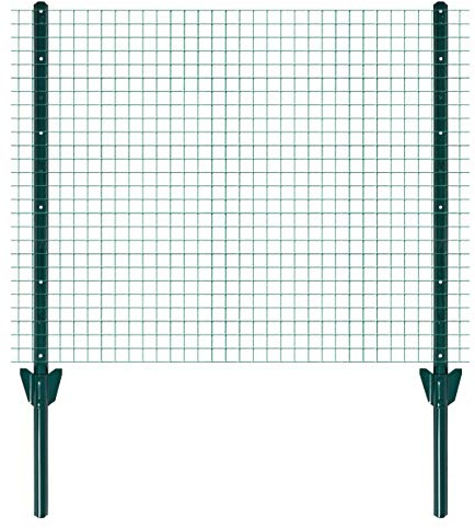 ESTEXO Zaun-Set Komplett-Set Volierendraht Zaun Draht Hasendraht Drahtzaun Drahtgeflecht 4eck Gartenzaun Drahtgitter mit Pfosten (Grün / 1x25 m / 12x12 mm)