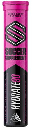 Soccer Supplement Hydrate90 Electrolytes Tablets (20 Servings), Sugar Free Effervescent Tablets to Create A Recovery Drink with Vitamins & Magnesium for Hydration, Mixed Berry