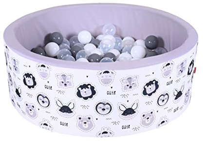 KNORRTOYS.COM 68090 68090-Bällebad Soft-Cute Animals-150 Balls Grey/White/transparent