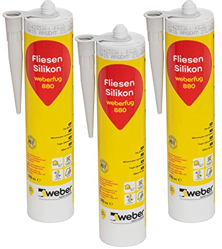 HASKYY 3x 310ml Sanitär-Bau-Silikon I Farbe: edelweiß I Geruchsarmes Premium Silikon I Dichtmasse für Innen- & Außenbereich