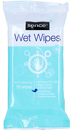 Sence Lot de 12 lingettes humides pour mains et visage