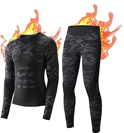 NOOYME Sous-Vêtement Thermique Homme Fonctionnel Tenant Chaud Respirant Élastique Ensemble de Ski pour Automne Hiver