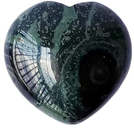 Manekieko Natürlicher Kambaba Jaspis Palm Worry Carved Heart Love Stone, 40mm Kristalle und Heilsteine