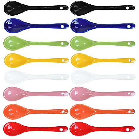 Albedel 2 cucharas de huevo de porcelana de 8 colores, cucharas de cerámica de 5 pulgadas, café, postre, yogur, té lechoso
