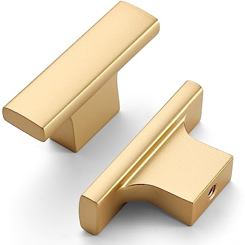 Asidrama 10 Pack Brushed Gold Kitchen Cabinet Knobs - Dresser & Drawer Knobs - Zinc Cabinet Hardware