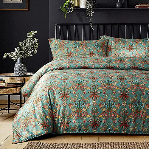 Nyescasa Bohemian Bettwäsche 135x200cm 4 Teilig Boho Bettwäsche-Set Renforce Vintage Blumen Wendebettwäsche Weich Mikrofaser 2 Bettbezug mit Reißverschluss und 2 Kissenbezug 80x80cm Doppelbett