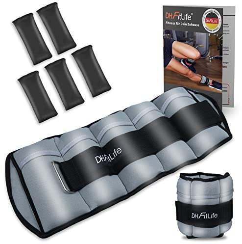 DH FitLife 2er-Set 2,5kg Fußgelenk Gewichtsmanschetten mit verstellbaren Gewichten für Beine | 2 Variationen 2,5kg&4,5kg | Ankle Weights | Knöchelgewichte für Krafttraining