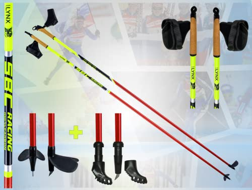 Sportlynx Racing 100% Carbon Langlaufstock Skating Rollski Skiroller Stöcke Nordic Blading Skike (Widia Spitze mit Gummipads)