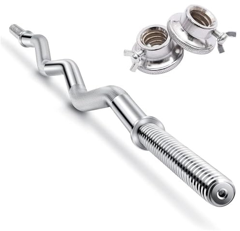 STEK EZ Curl Bar, 4ft 1'' Heavy Duty Weight Bars for Lifting with 2 Spin Lock, Dumbbell Bar for Weightlifting Body Building, Knurled Grip for Secure Handling, Ideal for Home & Gym Strength Training