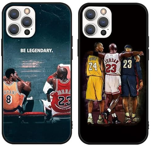 nurkorki [2 Stück Handyhülle für iPhone 15 Hülle 6,1, Basketball Legende 24 23 Player Star Cool Mode Muster Design Case Matt Weich Silikon Stoßfest Back Cover Schutzhülle für iPhone 15