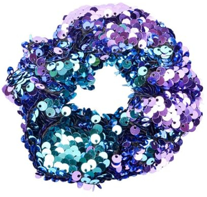 Yurosiay Lentejuelas Coletero Elástico Brillo Colorido Sirena Chispeante Pelo Scrunchies Moda Coleta Soporte para el Cabello para Niñas Lila