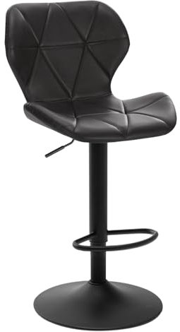 EUGAD 1X Barhocker Barstuhl Bistrohocker Tresenhocker Retro höhenverstellbar und drenbar mit Rückenlehne aus Kunstleder Stahl, Anthrazit, 0665BY-1