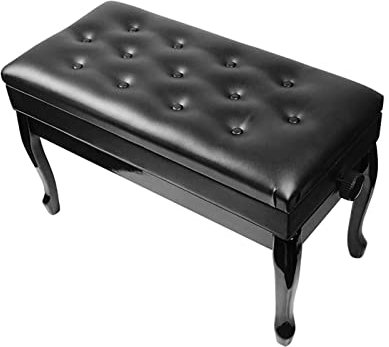 RWRAPS Leder-Künstler-Klavierbank, Solo-Klavierhocker mit Hufeisenhockerbeinen aus Massivholz und gepolstertem Kissen, 58 x 41 x 53–63 cm, Schwarz, Braun (Farbe: Braun)