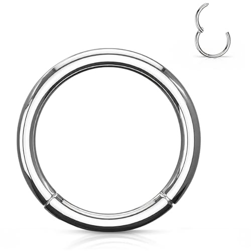 Stachelkleid Clickerring aus Titan – 0,8mm Piercing Ring Clicker – Universal Piercing für Helix, Conch, Tragus, Septum & Nostril – Silberfarben – 0,8 x 10 mm