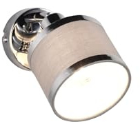 meineWunschleuchte Moderner Wandstrahler Silber Chrom mit Stoffschirm Grau |