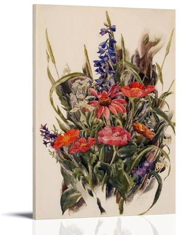 MiSkyn Charles Demuth Malerwerke, Zinnien, Rittersporn und Gänseblümchen, Poster-Kunstdruck, Wandkunst, Gemälde, Leinwand, Geschenk, Dekoration, Zuhause, dekorativ, 40 x 60 cm