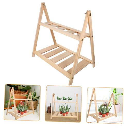 CIYODO Blumenregal Balkon pflanzer Basis Holztablett Lagerregale Pflanzenständer einfacher Pflanzentopfständer Sukkulenten Base Antiquität schmücken Büro Blumentopfständer Massivholz