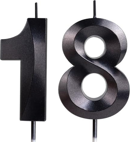 Yiran 3D Birthday Candles, Black Candle Number 18th Candle, Birthday Candle for Cake, Boys Girls Cake Topper Birthday Candles Number 18 Birthday,Party Wedding Anniversary Celebration Supplies