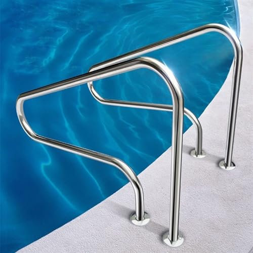 Poolgeländer, 2-teiliges Treppengeländer-Set, Pool-Treppengeländer Aus Edelstahl Mit 3 Biegungen, Rückdeckgeländer Mit Schnell Zu Installierender Stützplatte Und Poolgeländer Mit Perfektem Griff ( Siz