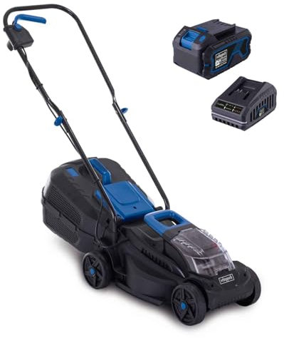 Scheppach Akku-Rasenmäher BC-MP320-X 20V Brushless Akkumäher | 32cm Schnittbreite | für 250-300 m2 | Schnitthöhenverstellung von 20-60mm | 30L Korb | 20V-IXES-Serie | mit 4Ah Akku & 2,4A Ladegerät